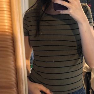 Black and Green Stripe Forever 21 Top